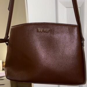 Nine West Brown Leather Crossbody Bag with Dome Shape